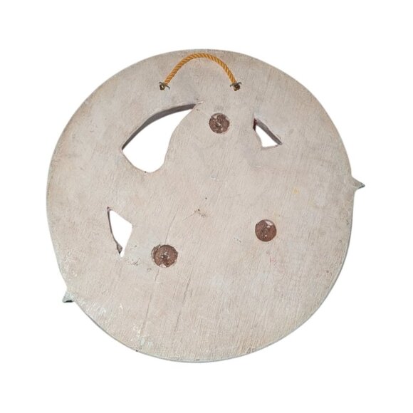 Vintage 1980s 1990s Wooden Hand Carved Merry Christmas Santa Claus Wall Plaque - Picture 4 of 4